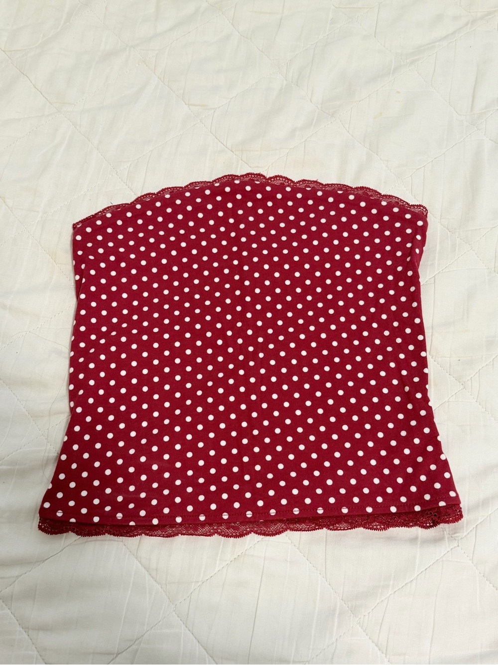 wild fable Red Polka Dot Lace-Trim Tube Top